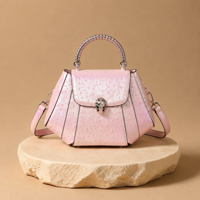 Sac à main structuré effet autruche blanc cassé — SAKIWÉ