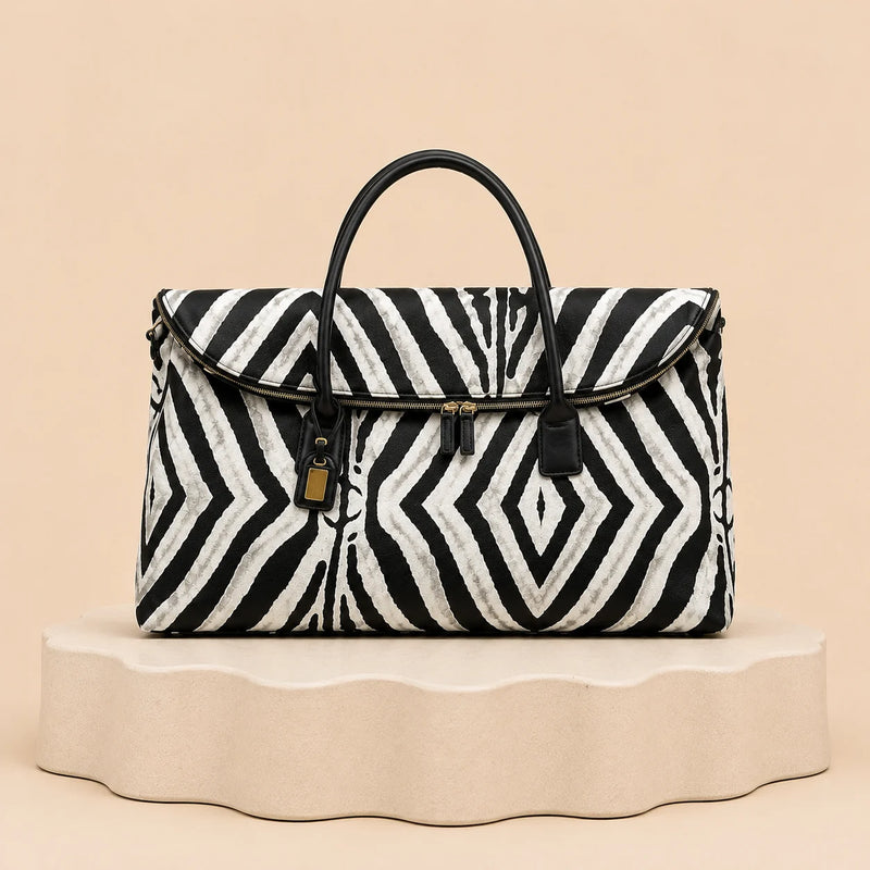 Grand sac de voyage zèbre noir et blanc grande capacité — SAKIWÉ