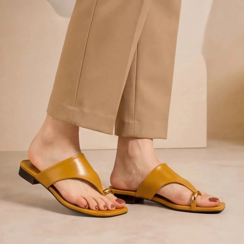 Sandales Brides Croisées Moutarde — vue 5