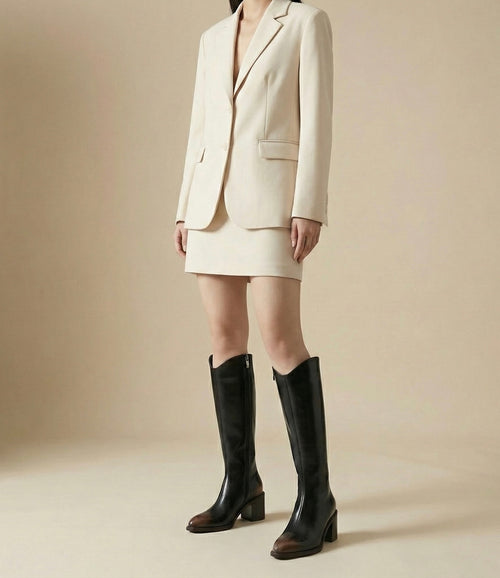 Bottes cuir patiné cavalière intemporelle vue profil - Sakiwé