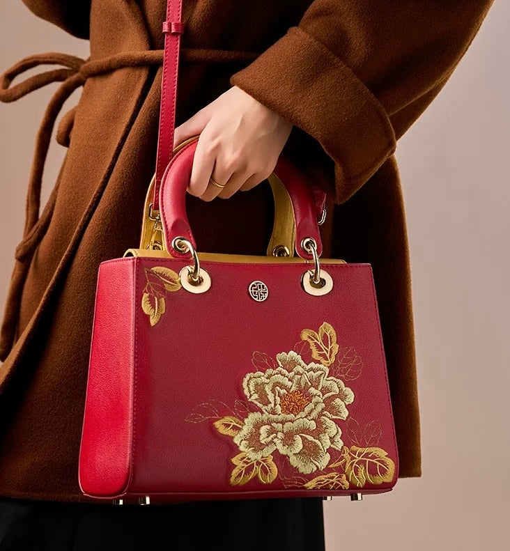 Sac à Main Cuir Brodé Femme vue dos - Sakiwé