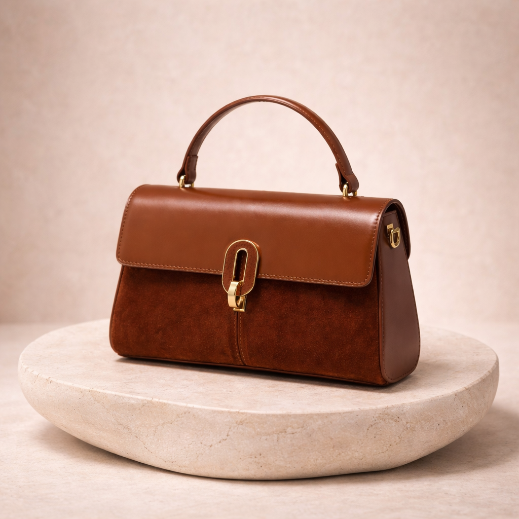 Sac à main cuir velours élégant — aura lux vue dos - Sakiwé