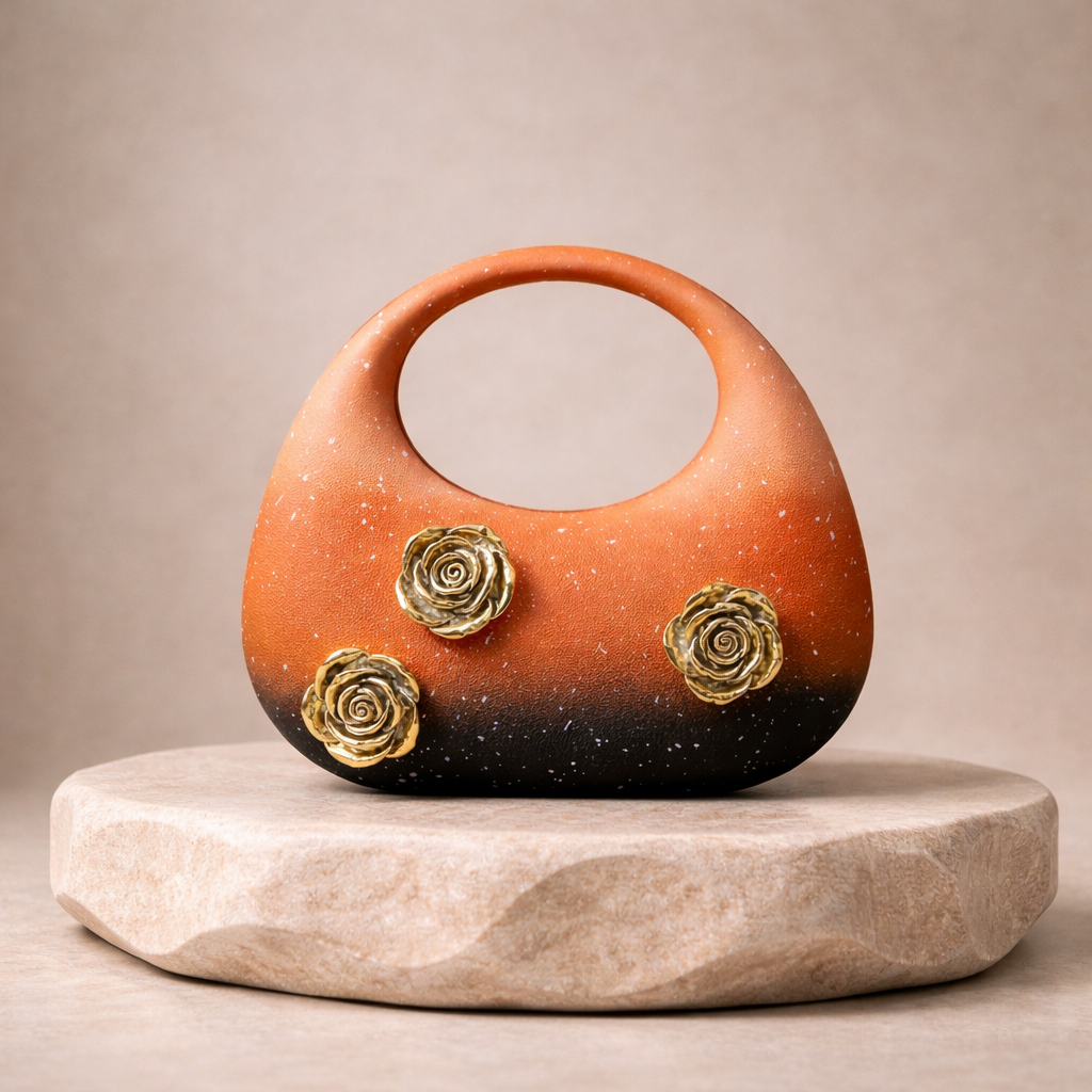 Sac à main intemporel à fleurs or en métal _ SAKIWE