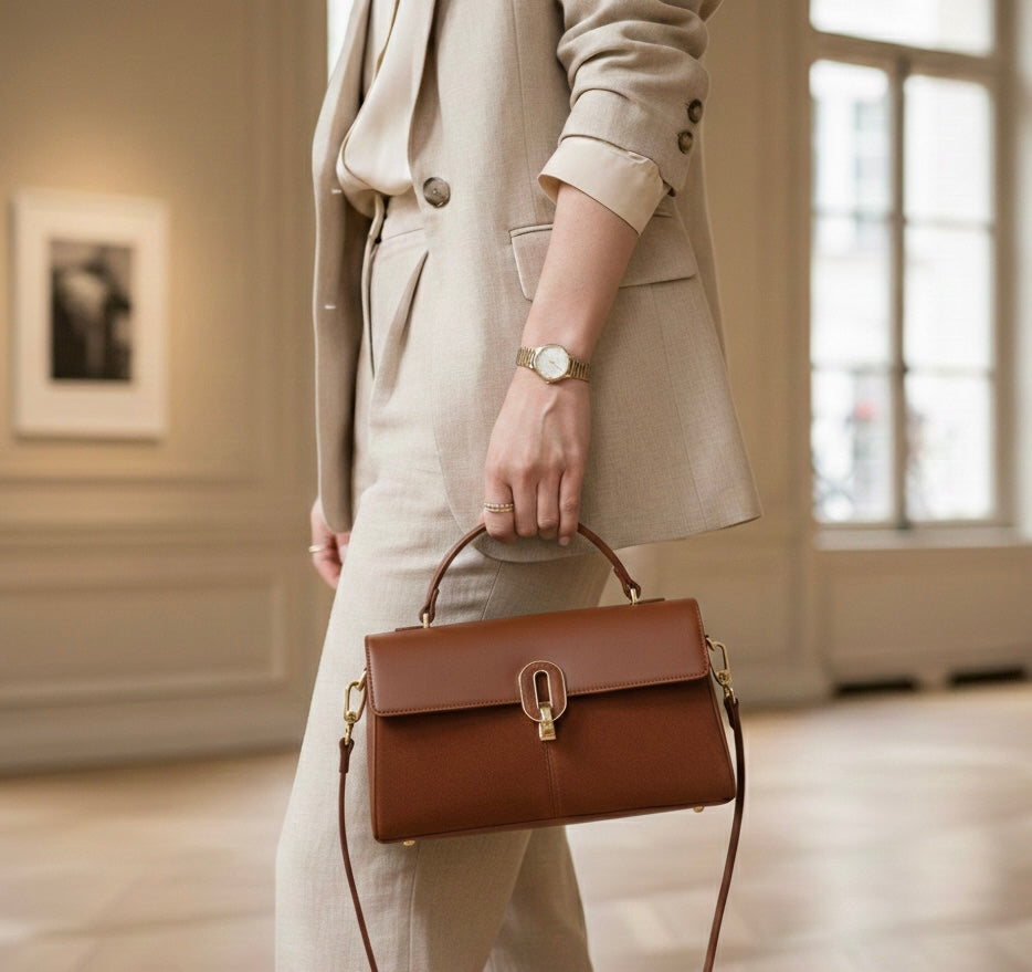 Sac à Main Cuir Pleine Fleur Daim vue 9 - Sakiwé