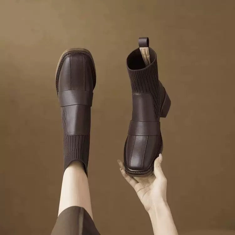 Bottines cuir talon carré Mors détail produit - Sakiwé