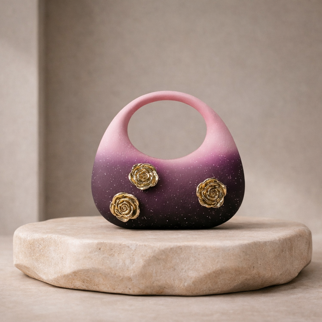 Sac à main intemporel à fleurs or en métal _ SAKIWE