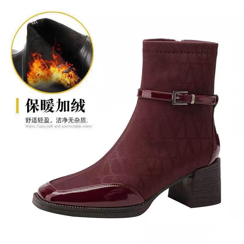 Bottines Femme Fatale Collection hivernale– Bout Carré & Finition Laquée