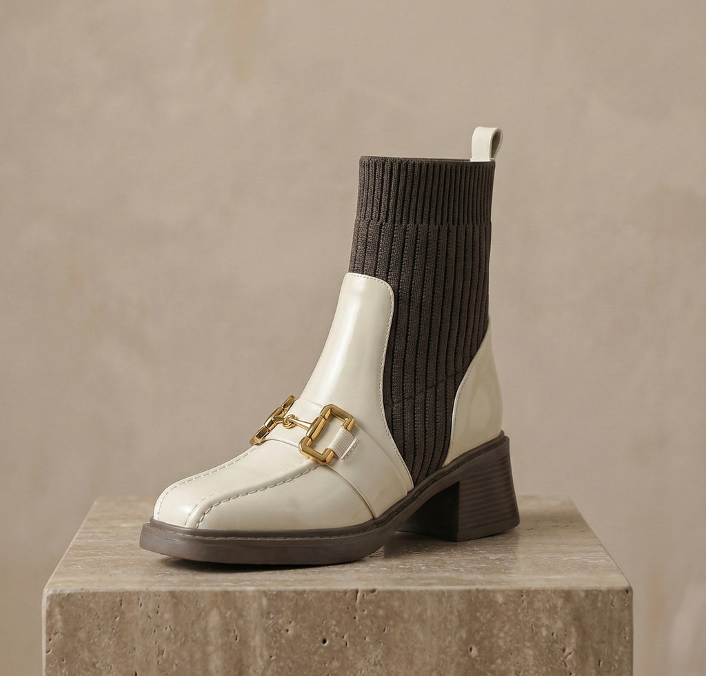 Bottines cuir talon carré Mors vue profil - Sakiwé