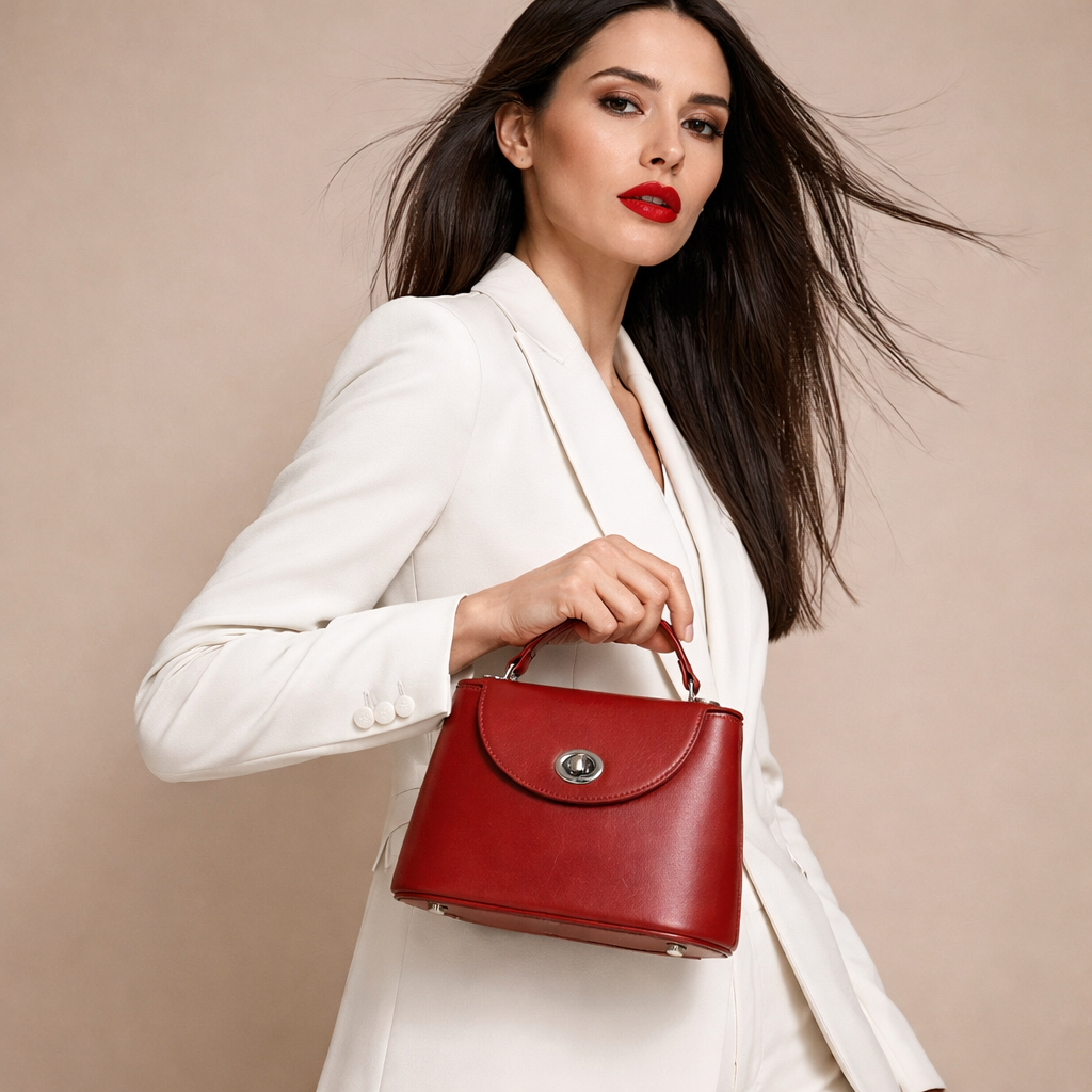 Sac à main Vanity Cuir Lisse Bordeaux _ SAKIWE