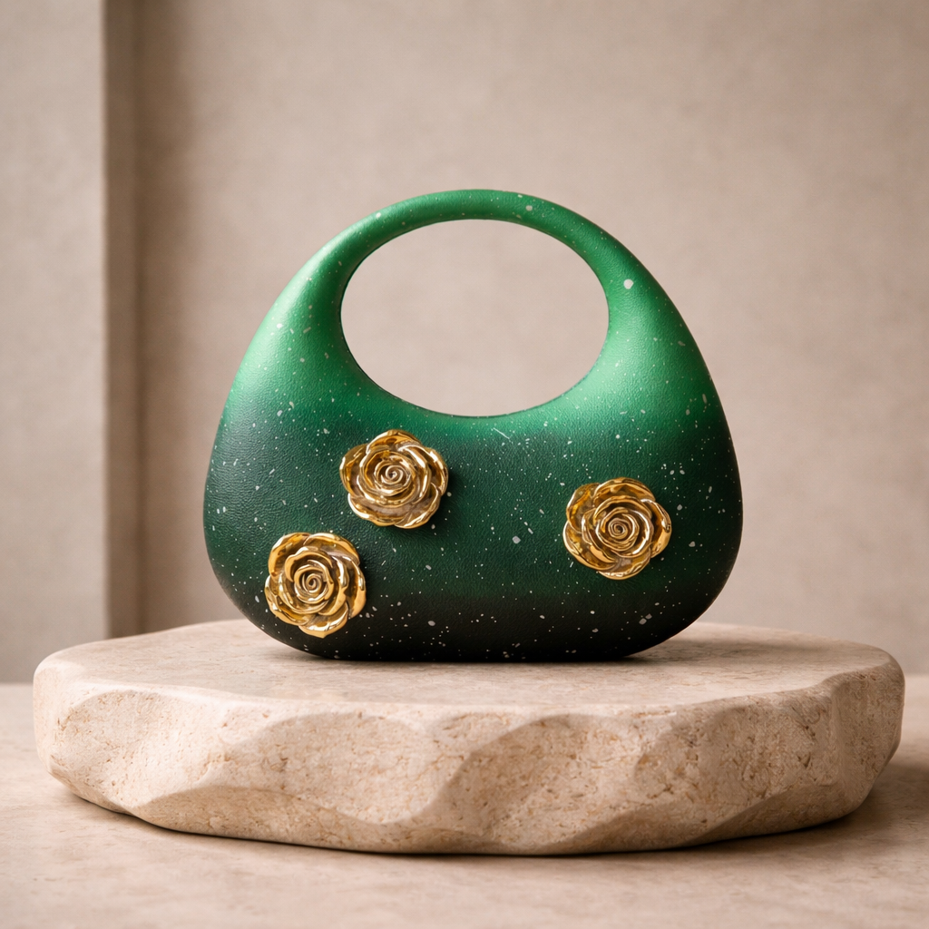 Sac à main intemporel à fleurs or en métal _ SAKIWE