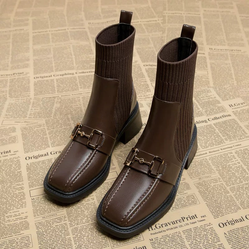 Bottines Cuir Talon Carré Mors vue 7 - Sakiwé