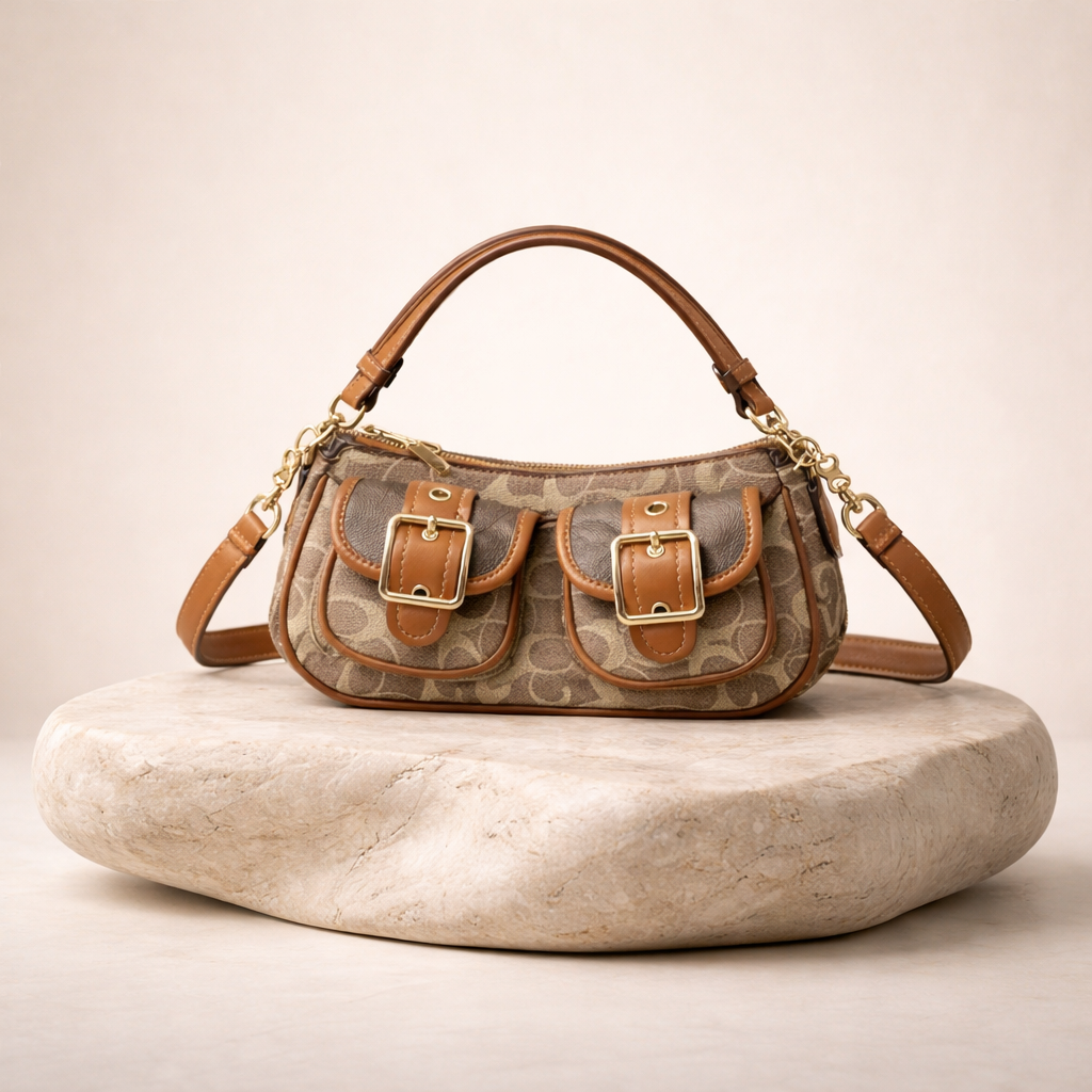 Sac à Main Cuir Pleine Fleur Marron Camel vue face - Sakiwé