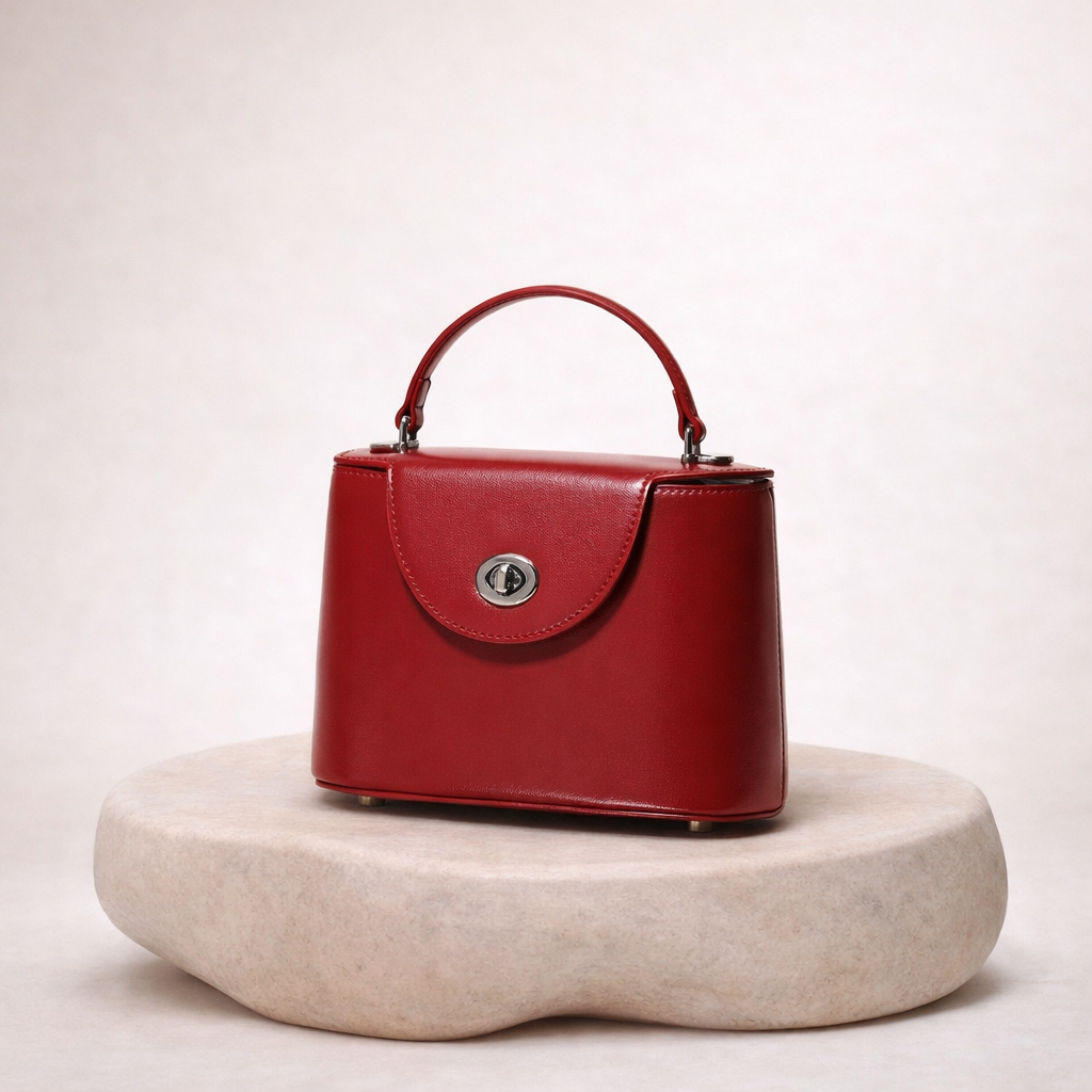 Sac à main Vanity Cuir Lisse Bordeaux _ SAKIWE