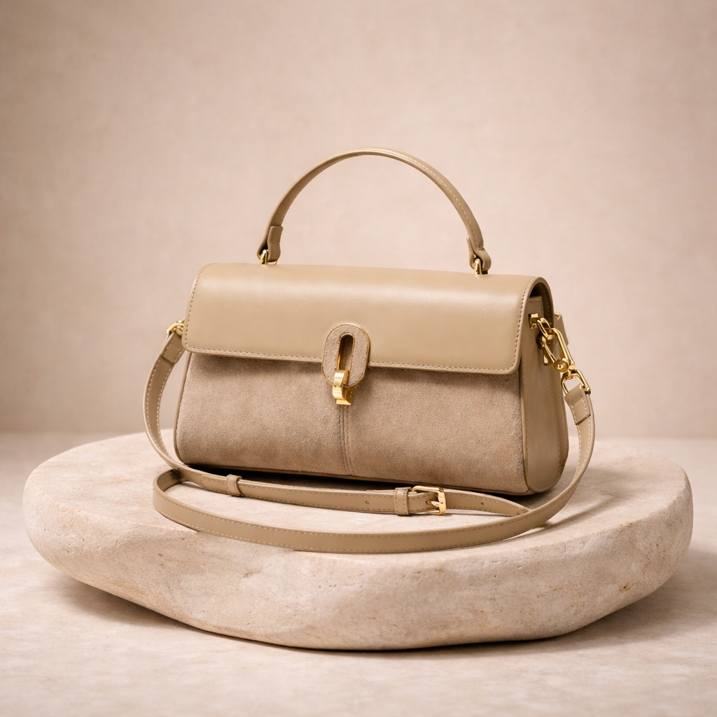 Sac à main cuir velours élégant — aura lux vue face - Sakiwé