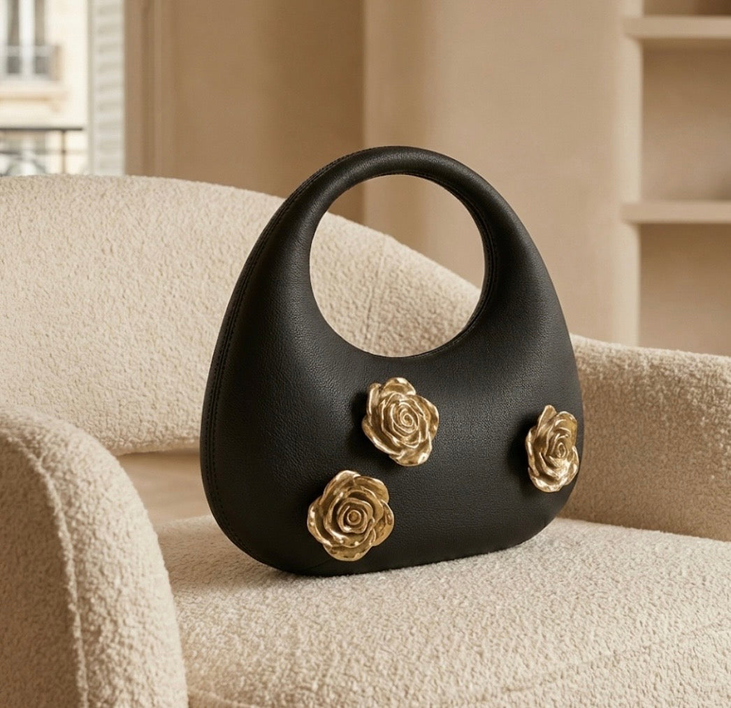 Sac à main intemporel à fleurs or en métal _ SAKIWE