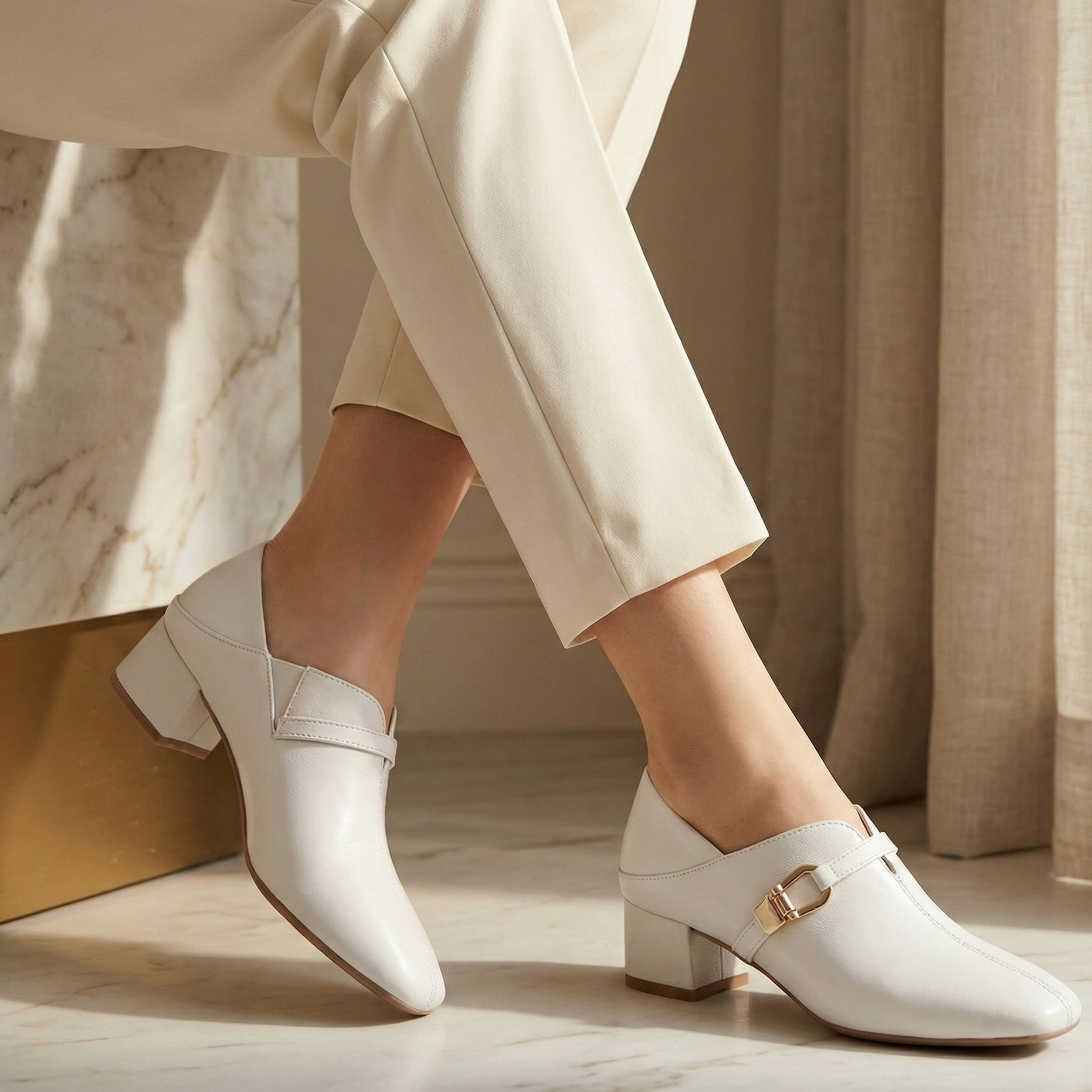 Escarpins à Talon carré Bas – Élégance et Confort Style "monk strap"