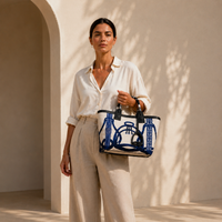 Sac en toile et cuir graphique Ahossi
