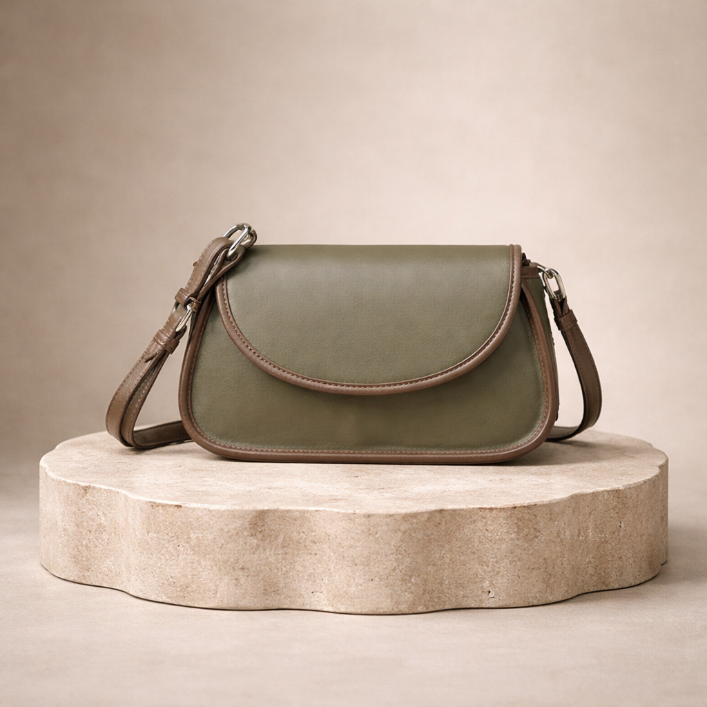 Sac à main ou Épaule Besace Lignes Épurées Vert Olive _ SAKIWE