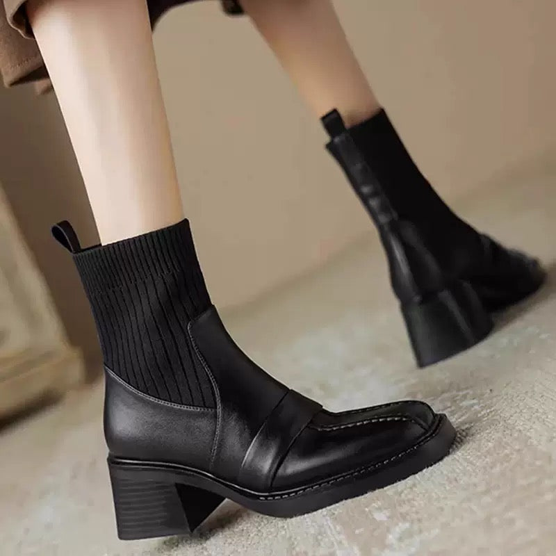 Bottines Cuir Talon Carré Mors vue 8 - Sakiwé