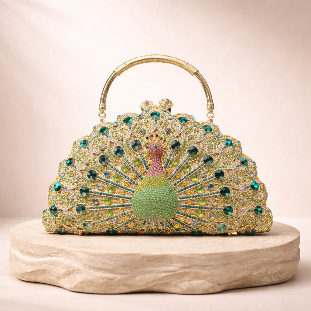 Sac de soirée Cristalisé Paon Luxe _ SAKIWE