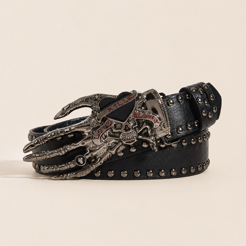 Ceinture fine noir rose