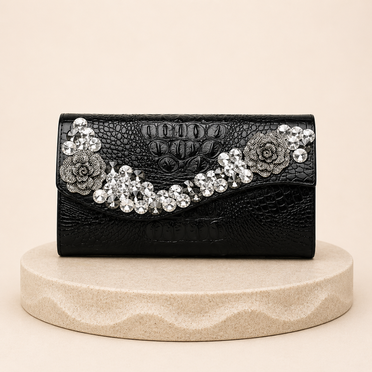 Pochette epurée vague à strass
