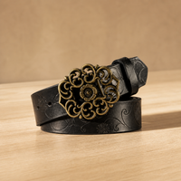 Thin belt with oval buckle
