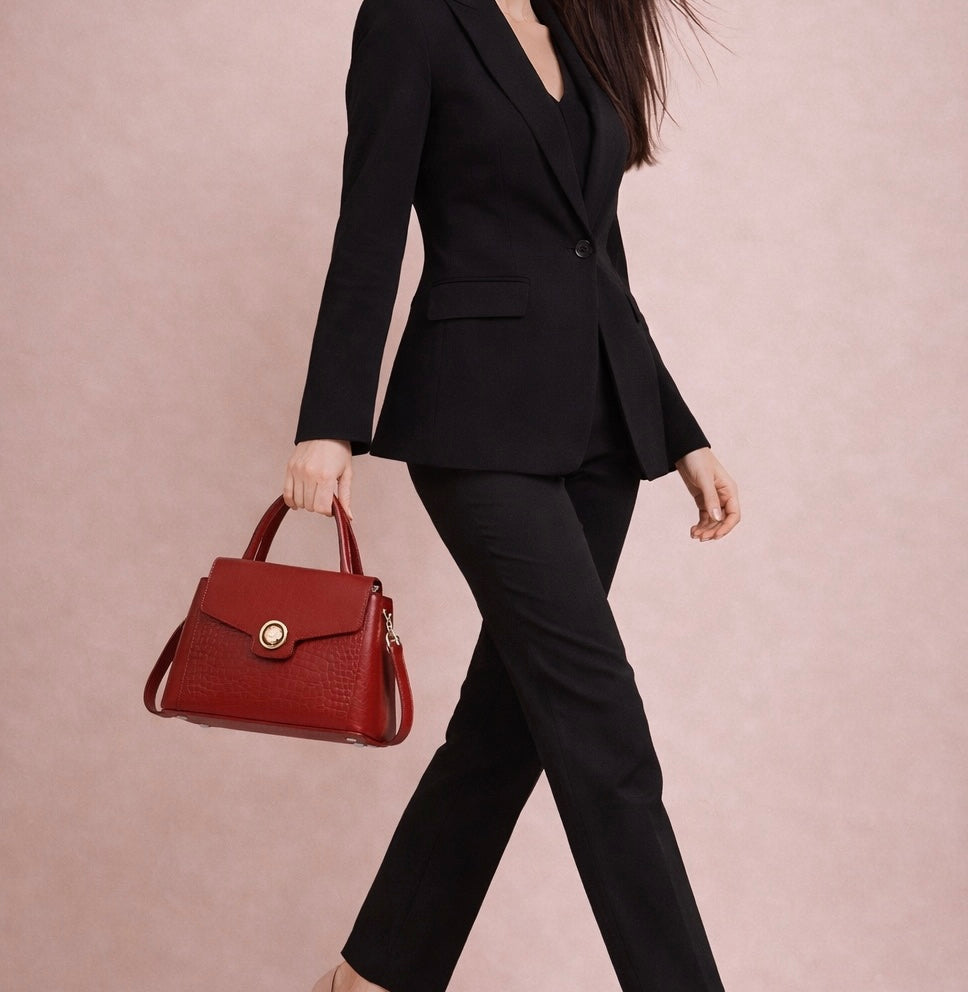 Sac à main cuir effet croco élégant — aura lux détail produit - Sakiwé