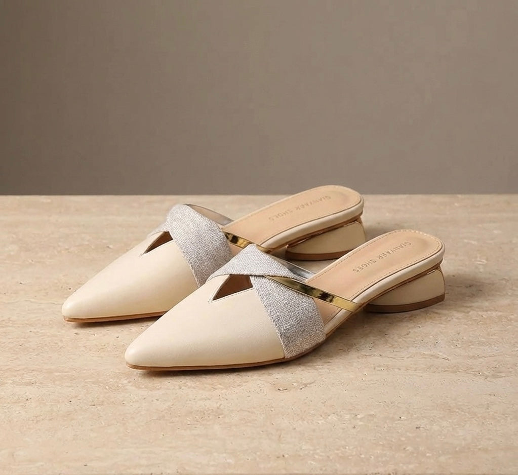 Mules cuir bout pointu élégant — celeste sole vue face - Sakiwé