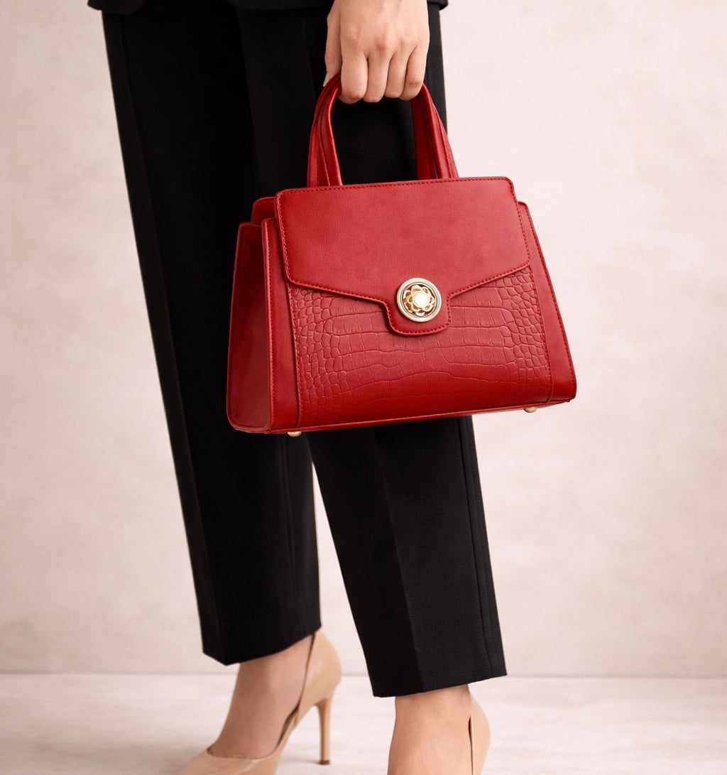 Sac à main cuir effet croco élégant — aura lux porté - Sakiwé