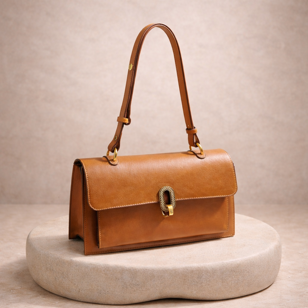 Sac à Main Cuir Pleine Fleur Signature vue face - Sakiwé