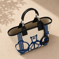 Sac en toile et cuir graphique Ahossi