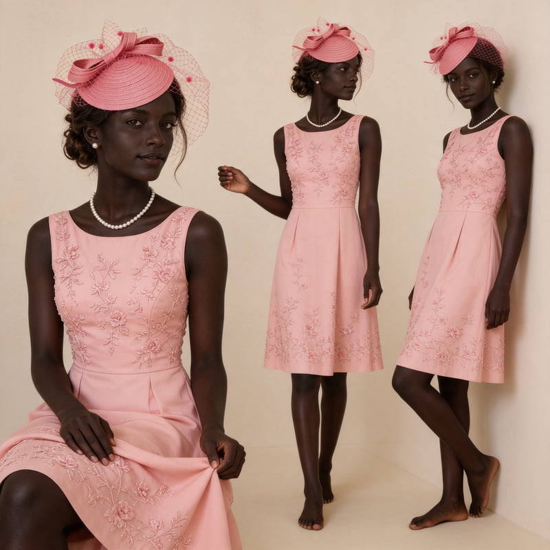 Bibi rose à nœud et voilette – Rose Élégance