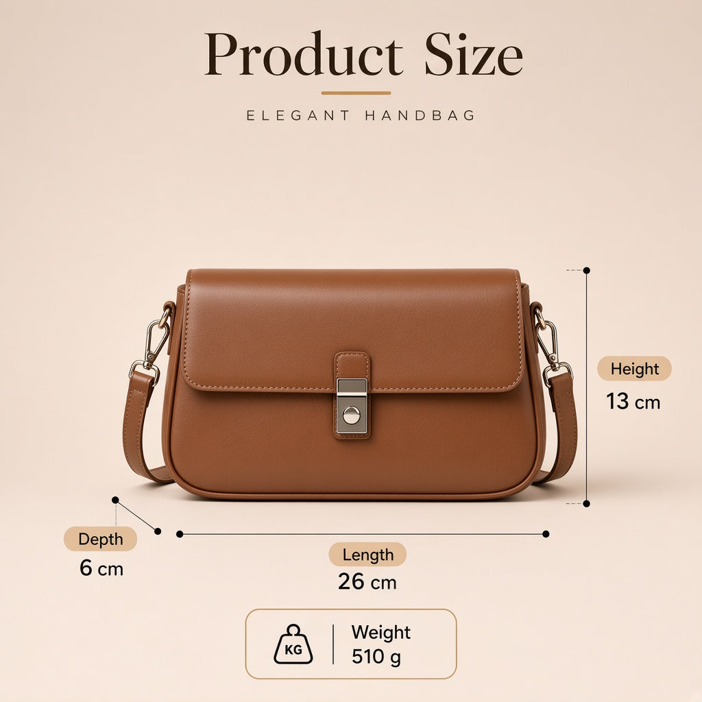 Sac baguette en similicuir - Product Size : 26 x 6 x 13 cm, 510 g