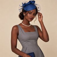 Bibi bleu marine à nœud et voilette – photo 4