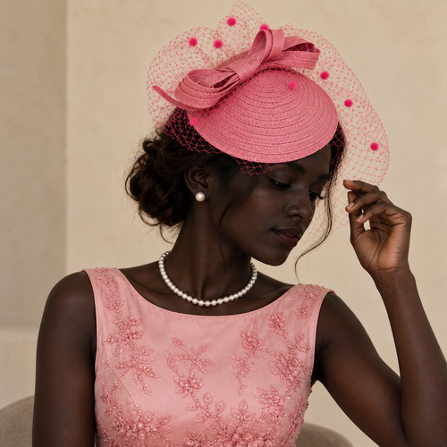 Bibi rose à nœud et voilette – posture 2
