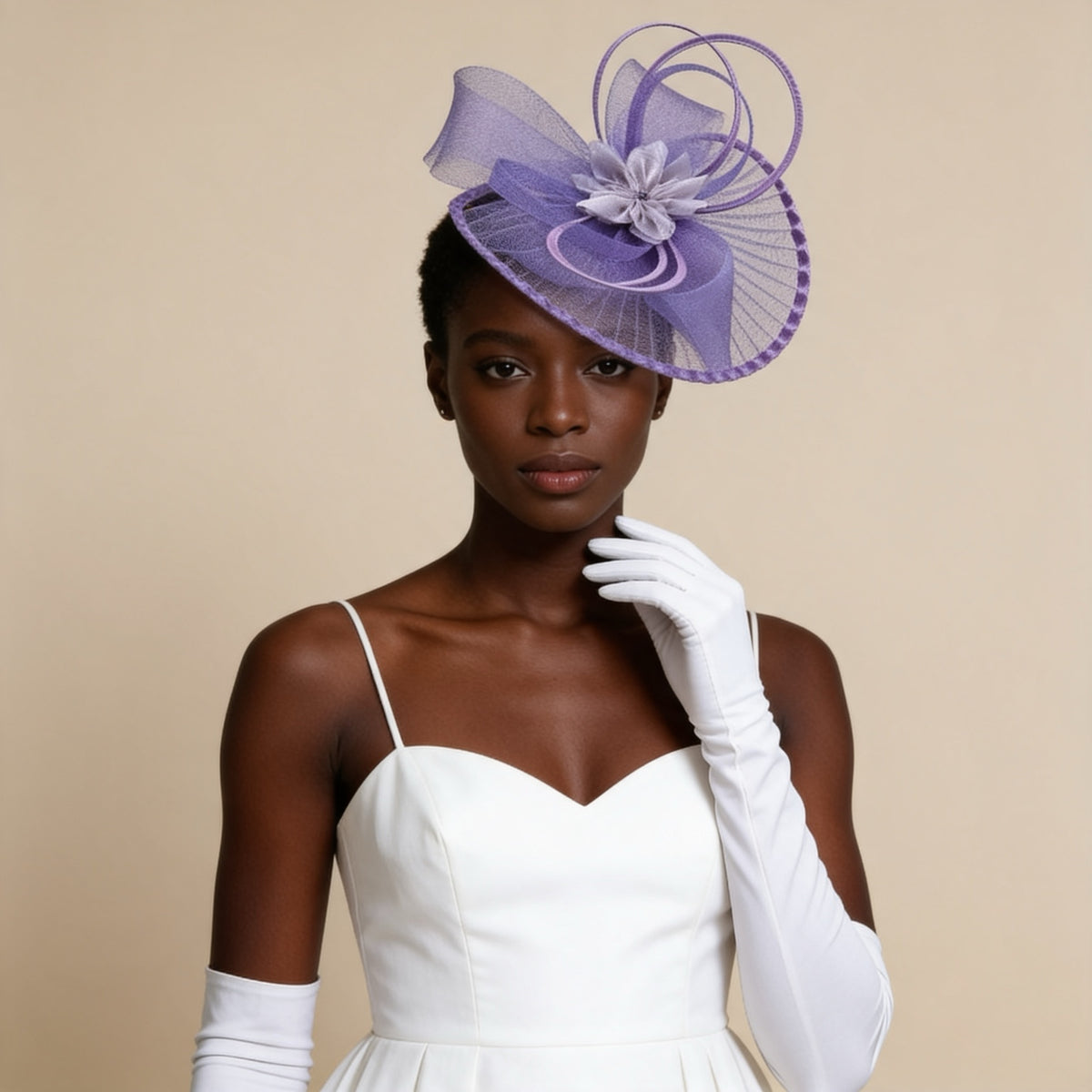 Bibi violet lavande à fleur, résille et volutes, vue 1