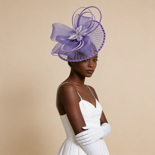 Bibi violet lavande à fleur, résille et volutes, vue 2