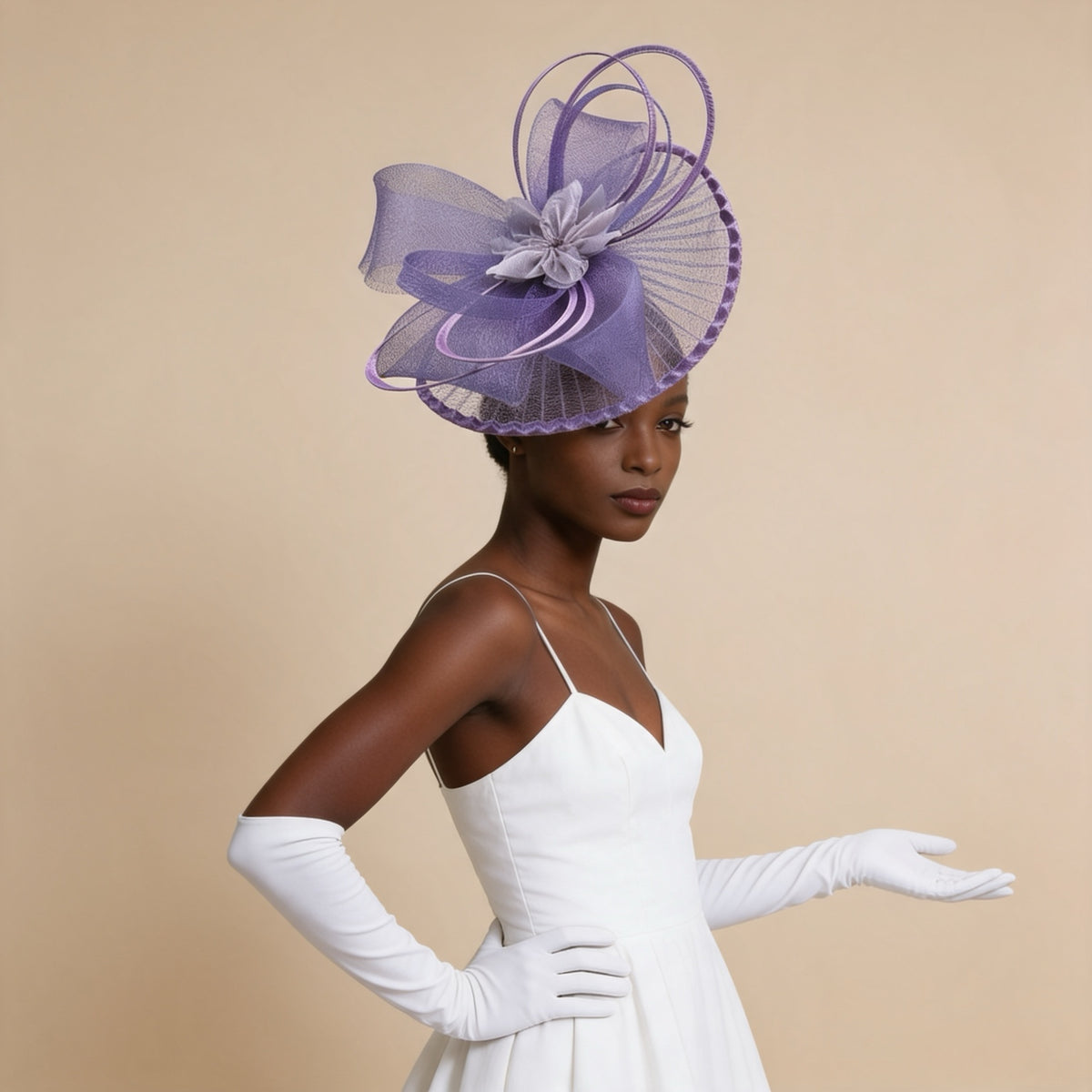 Bibi violet lavande à fleur, résille et volutes, vue 5