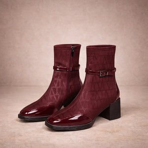 Bottines Laquées Bout Carré Noires — vue 1