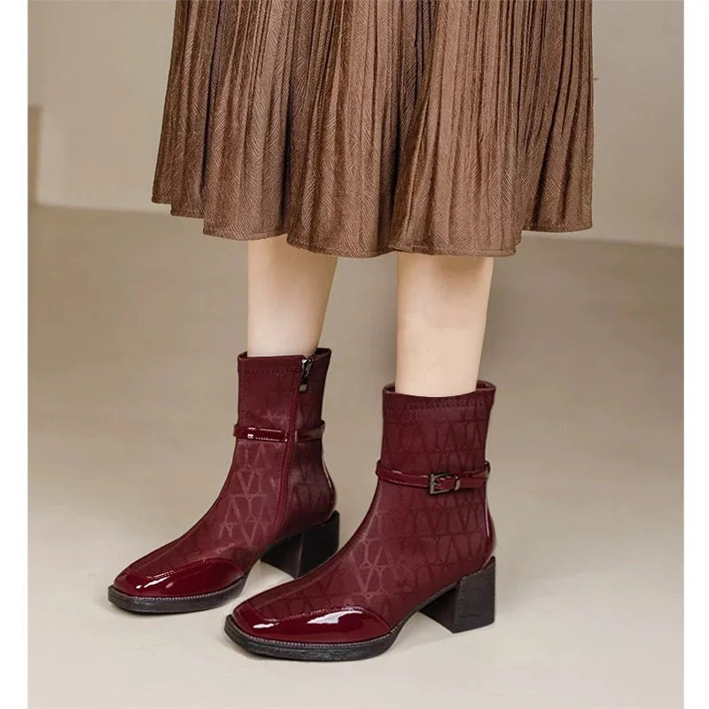 Bottines Laquées Bout Carré Noires — vue 3