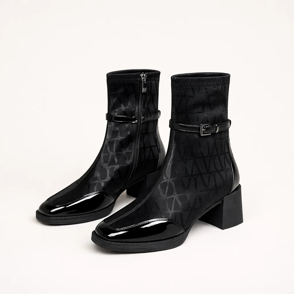 Bottines Laquées Bout Carré Noires — vue 5 Image