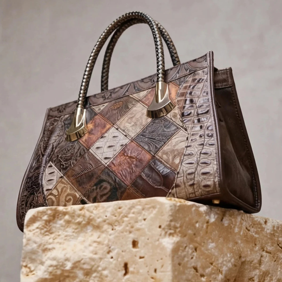 Cabas Patchwork Imprimé Exotique — vue 3