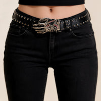 Ceinture cloutée boucle skull dragon vue portée face