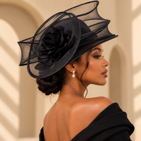 Chapeau de cérémonie noir à fleur – profil