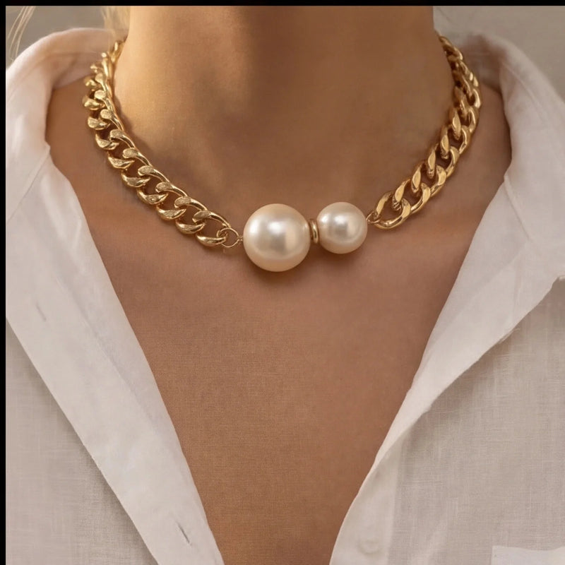 Collier Duo de Perles Minimaliste — vue 2