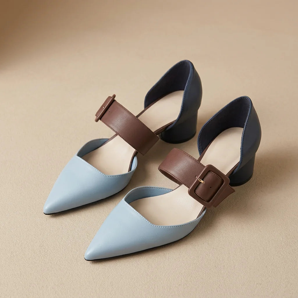 Escarpins Pointus Talon Carré Noir — vue 1 Image