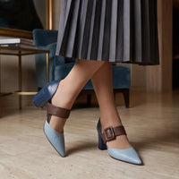 Escarpins Pointus Talon Carré Noir — vue 5