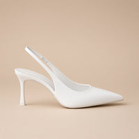 Escarpins slingback blancs à bout pointu SAKIWE : vue de profil