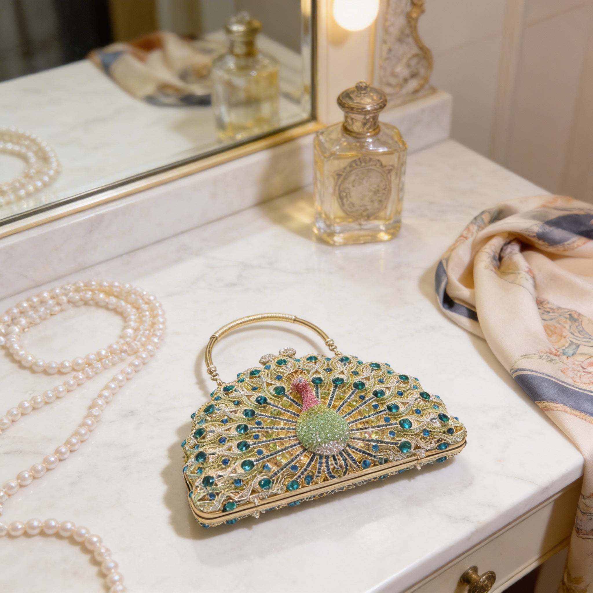 Sac de soirée Cristalisé Paon Luxe _ SAKIWE